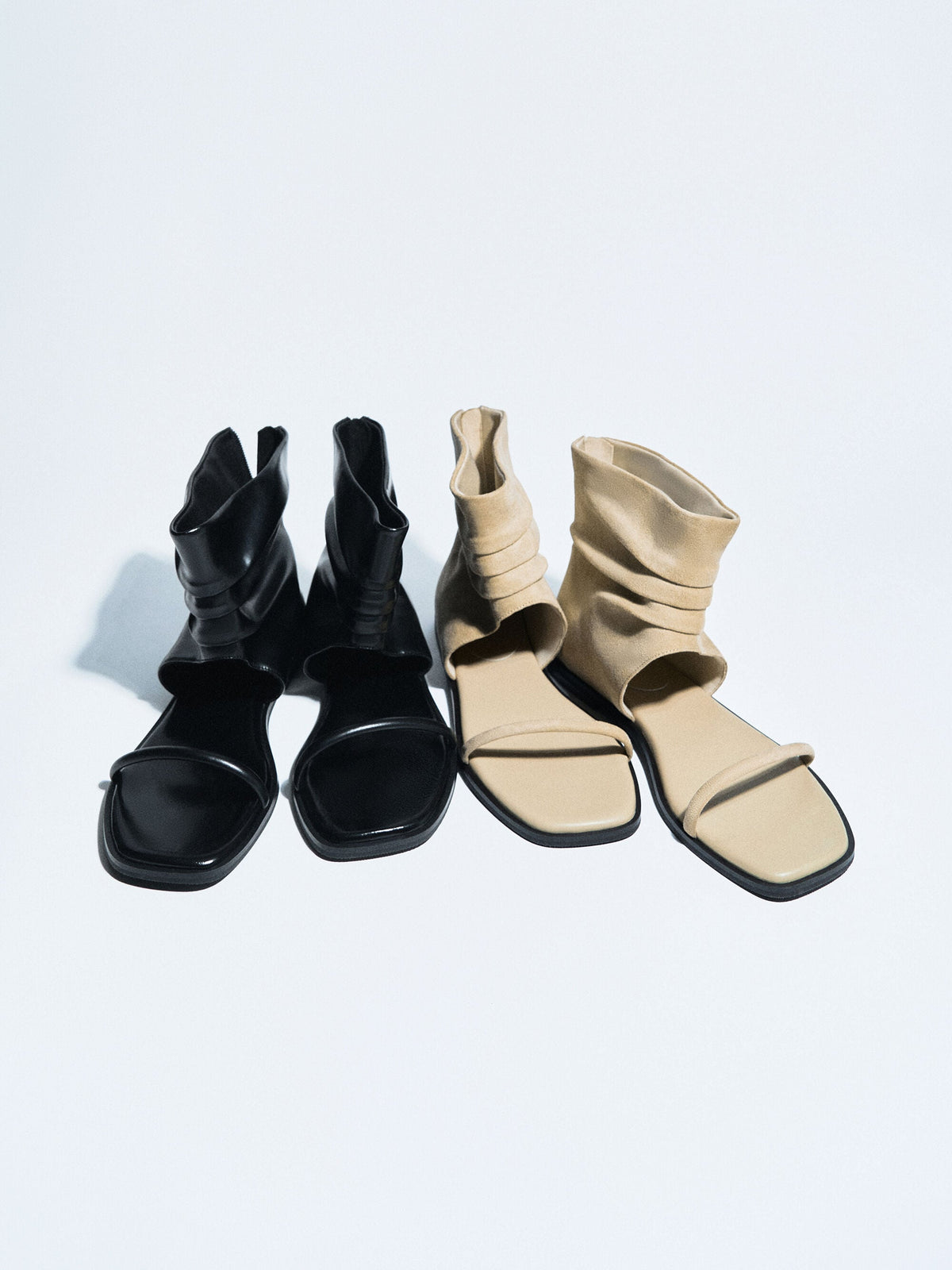 Joplin Ruched Boot Sandals - Black | CHARLES & KEITH