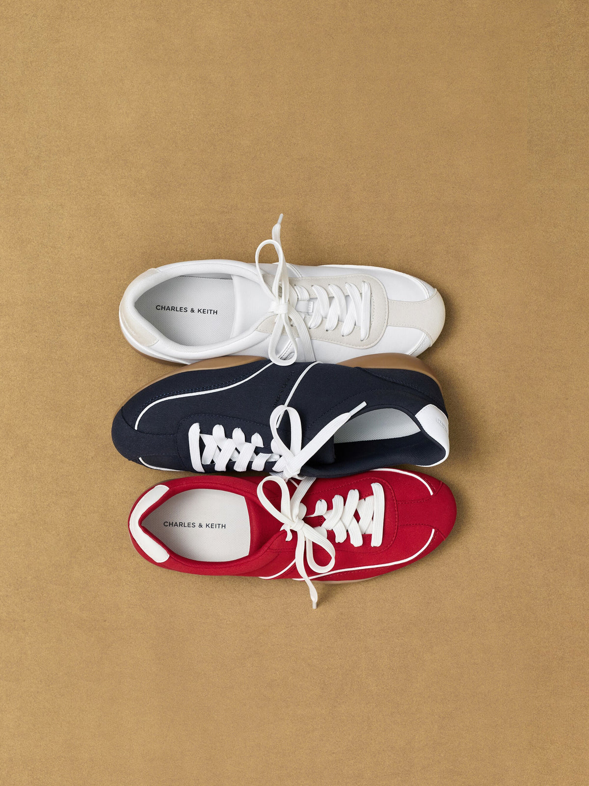 Louise Contrast-Trim Sneakers - Dark Blue | CHARLES & KEITH