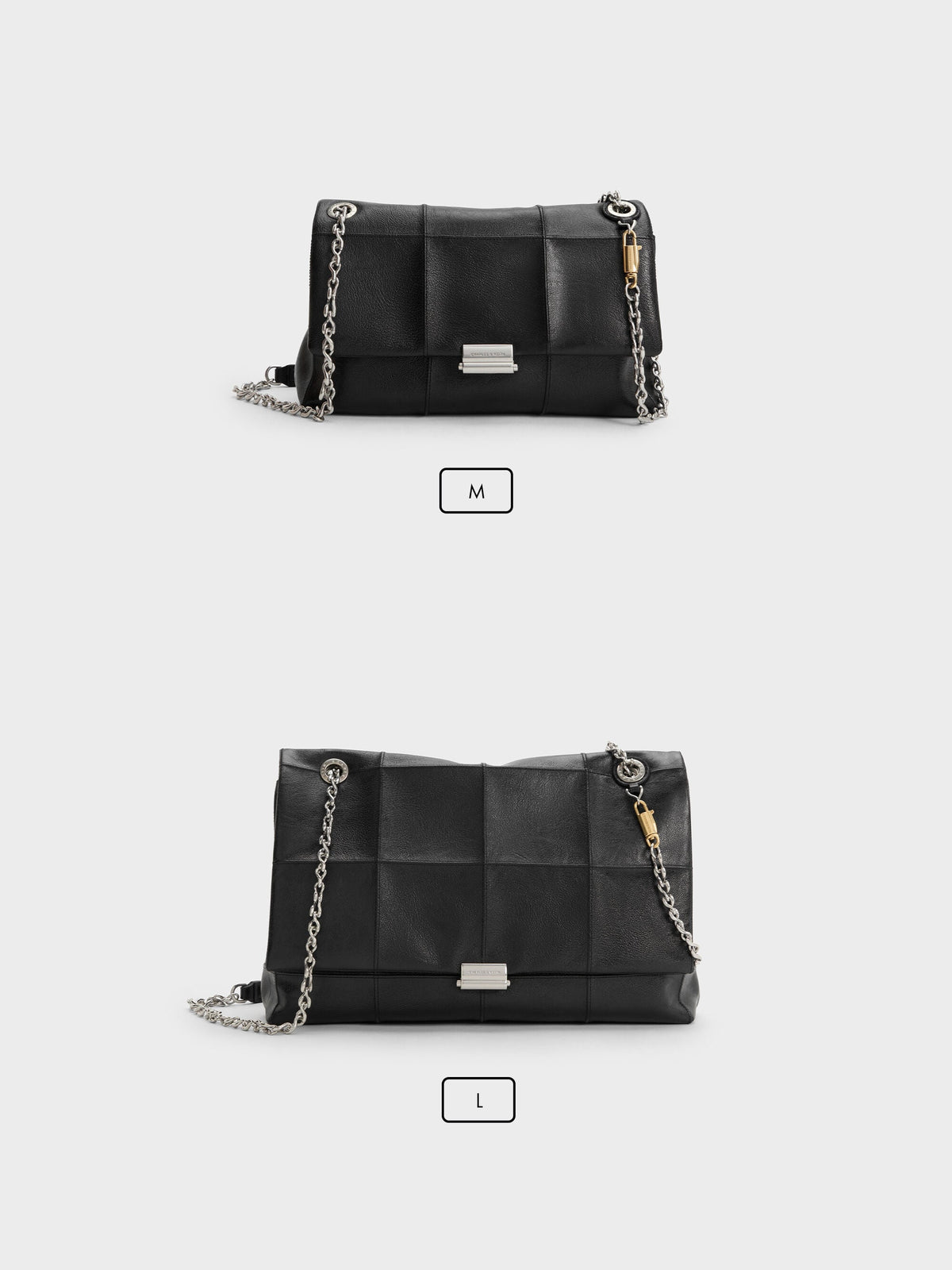 Large Delfina Quilted Chain-Strap Shoulder Bag - Black | CHARLES & KEITH