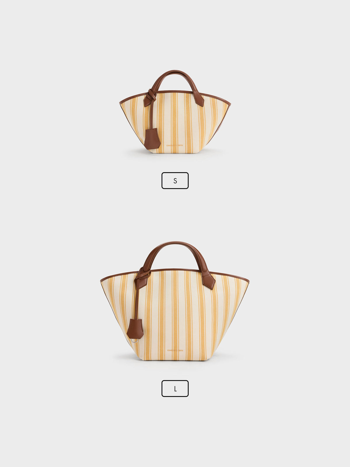 Large Ivanna Canvas Striped Tote Bag - Butterscotch Yellow | CHARLES & KEITH