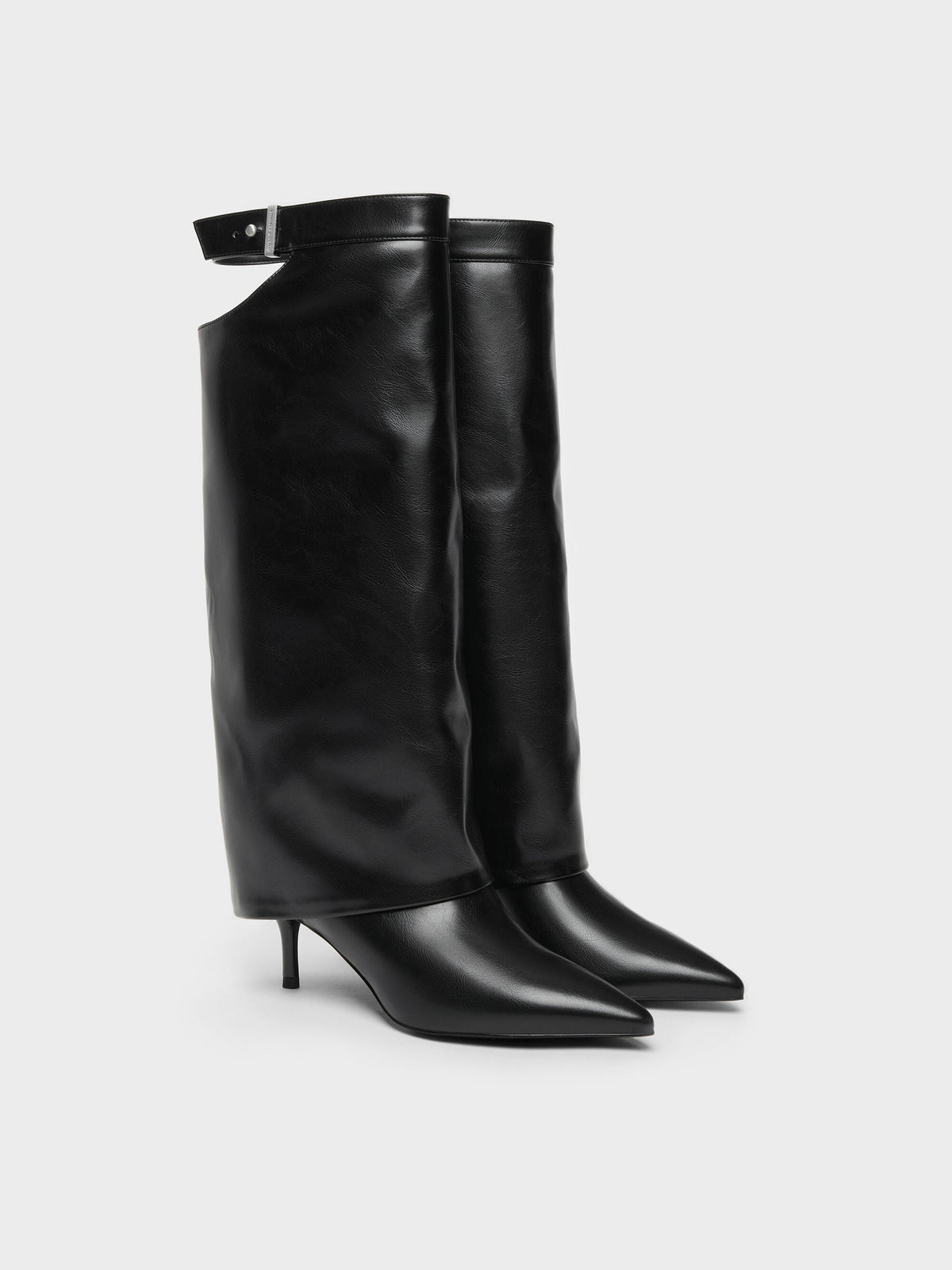 Cut-Out Stiletto Knee-High Boots - Black | CHARLES & KEITH