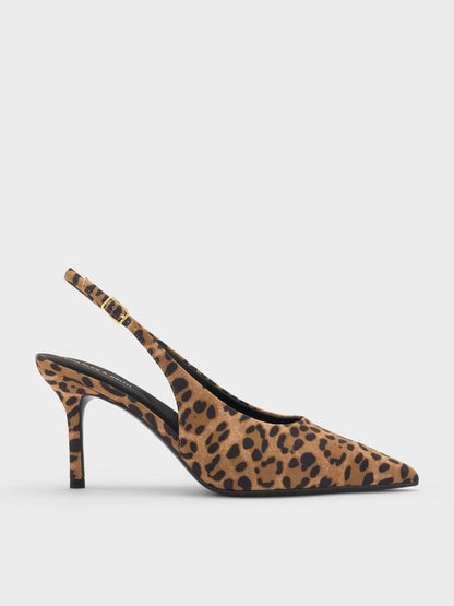 Emelia Leopard-Print Slingback Pumps - Animal Print Natural | CHARLES & KEITH