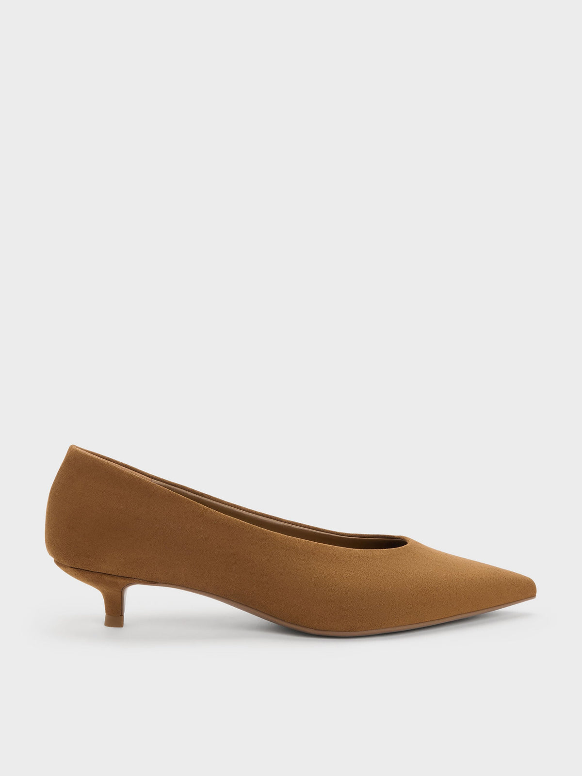 Emelia Faux Suede Kitten Heels - Camel | CHARLES & KEITH