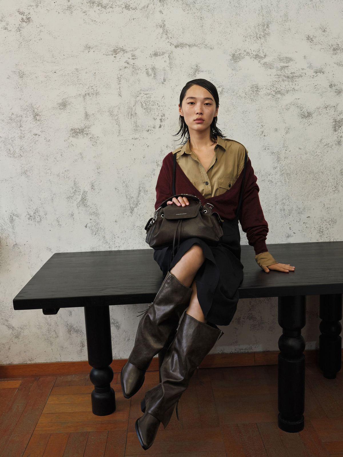 Aether Tassel-Zip Knee-High Boots - Dark Brown | CHARLES & KEITH