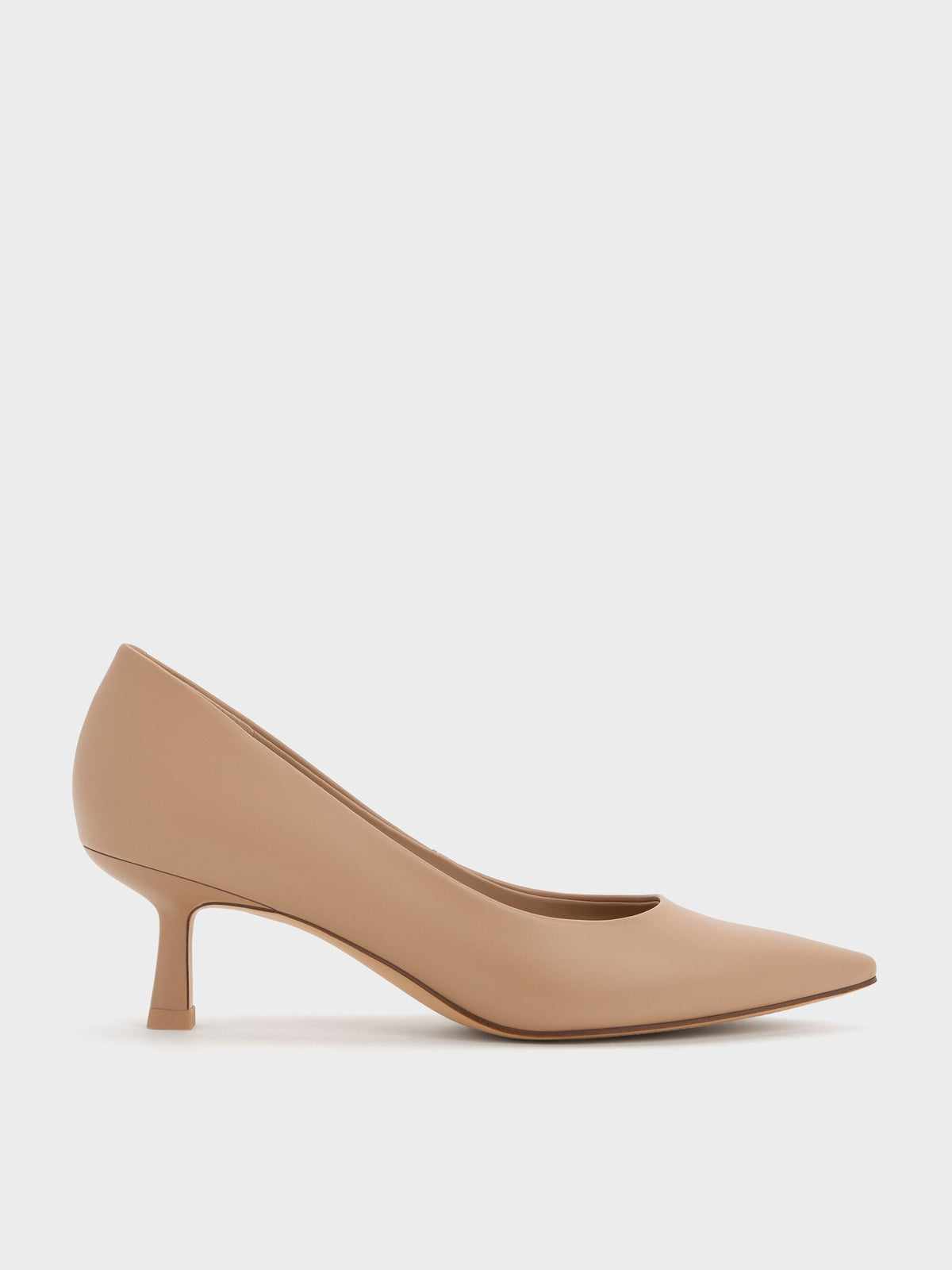Emmy Pointed Kitten Heel Pumps - Nude | CHARLES & KEITH