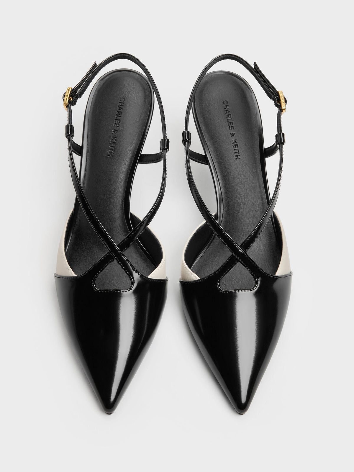 Two-Tone Pointed Slingback Pumps - Black Box | CHARLES & KEITH
