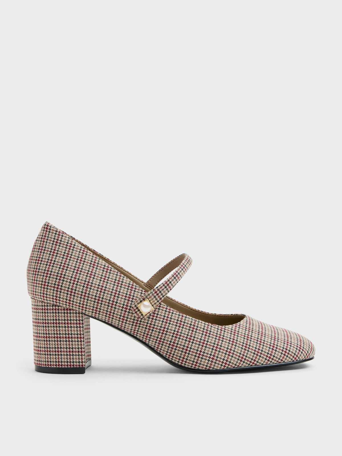 Marie Checkered Pearl Mary Jane Pumps - Multi | CHARLES & KEITH