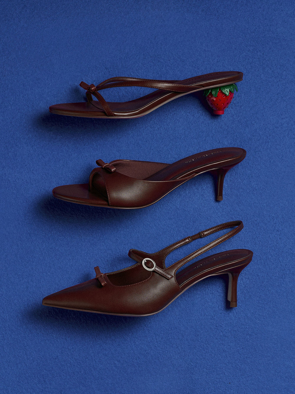 Sonali Bow Slingback Pumps - Burgundy | CHARLES & KEITH
