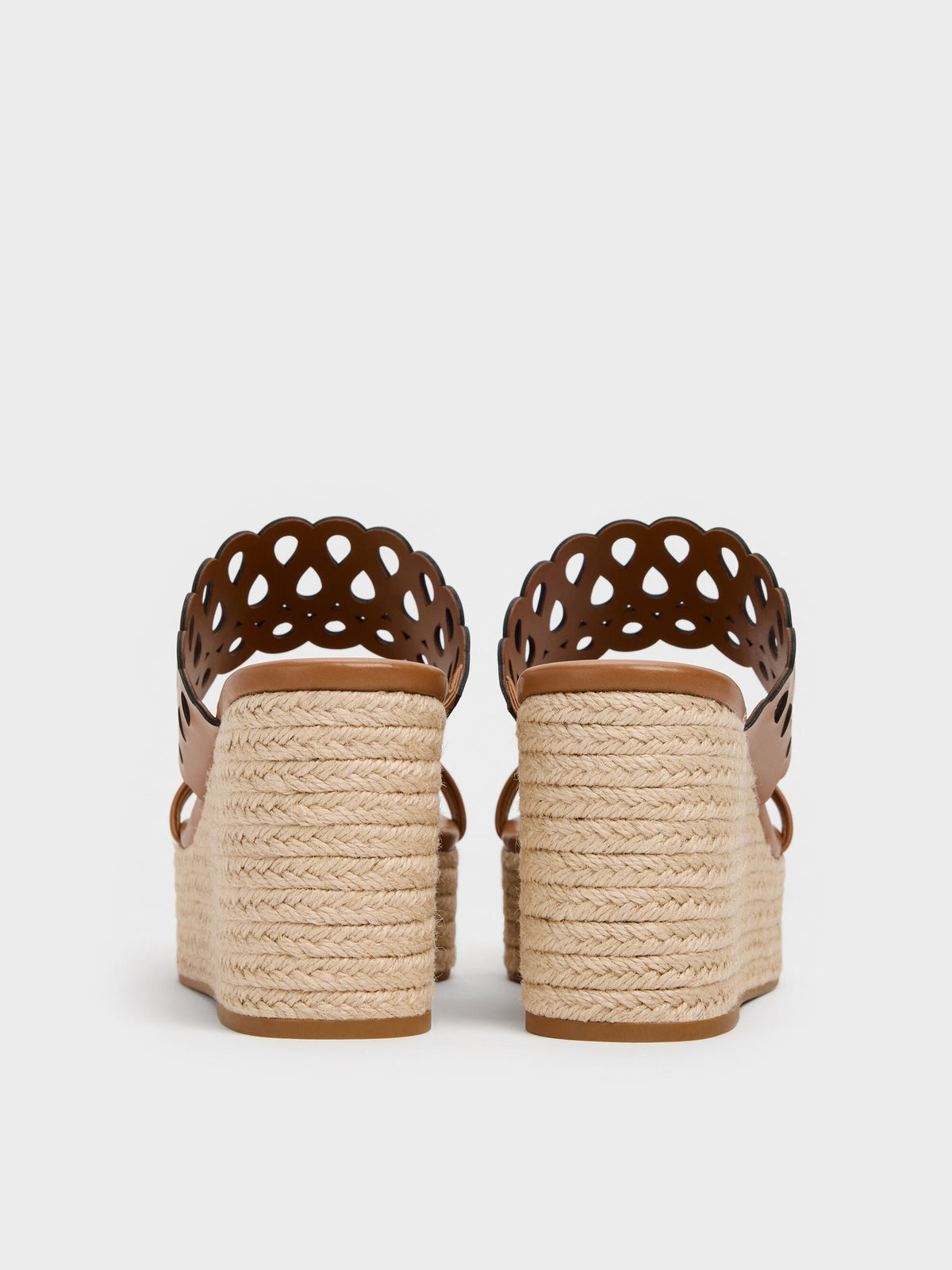 Cut-Out Espadrille Wedges - Cognac | CHARLES & KEITH