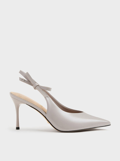 Anastasia Leather Slingback Pumps - Grey | CHARLES & KEITH