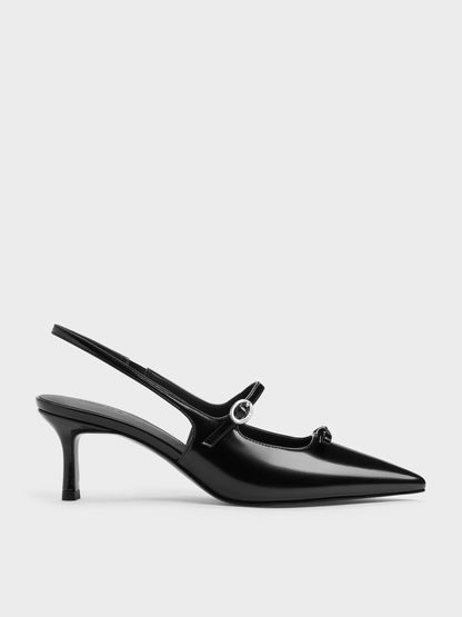 Sonali Bow Slingback Pumps - Black Box | CHARLES & KEITH