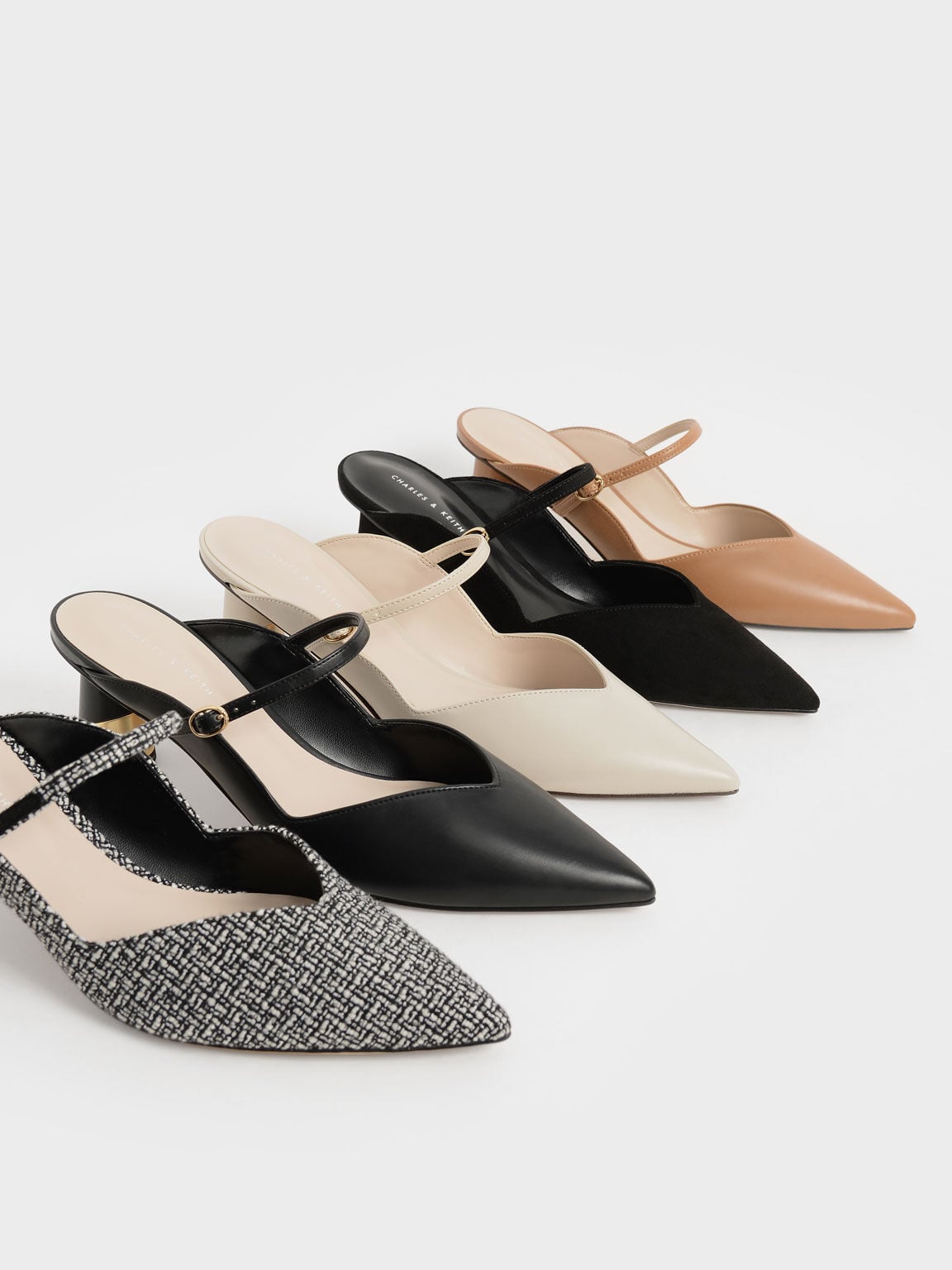 Cammie Tweed Metallic-Heel Mules - Multi | CHARLES & KEITH