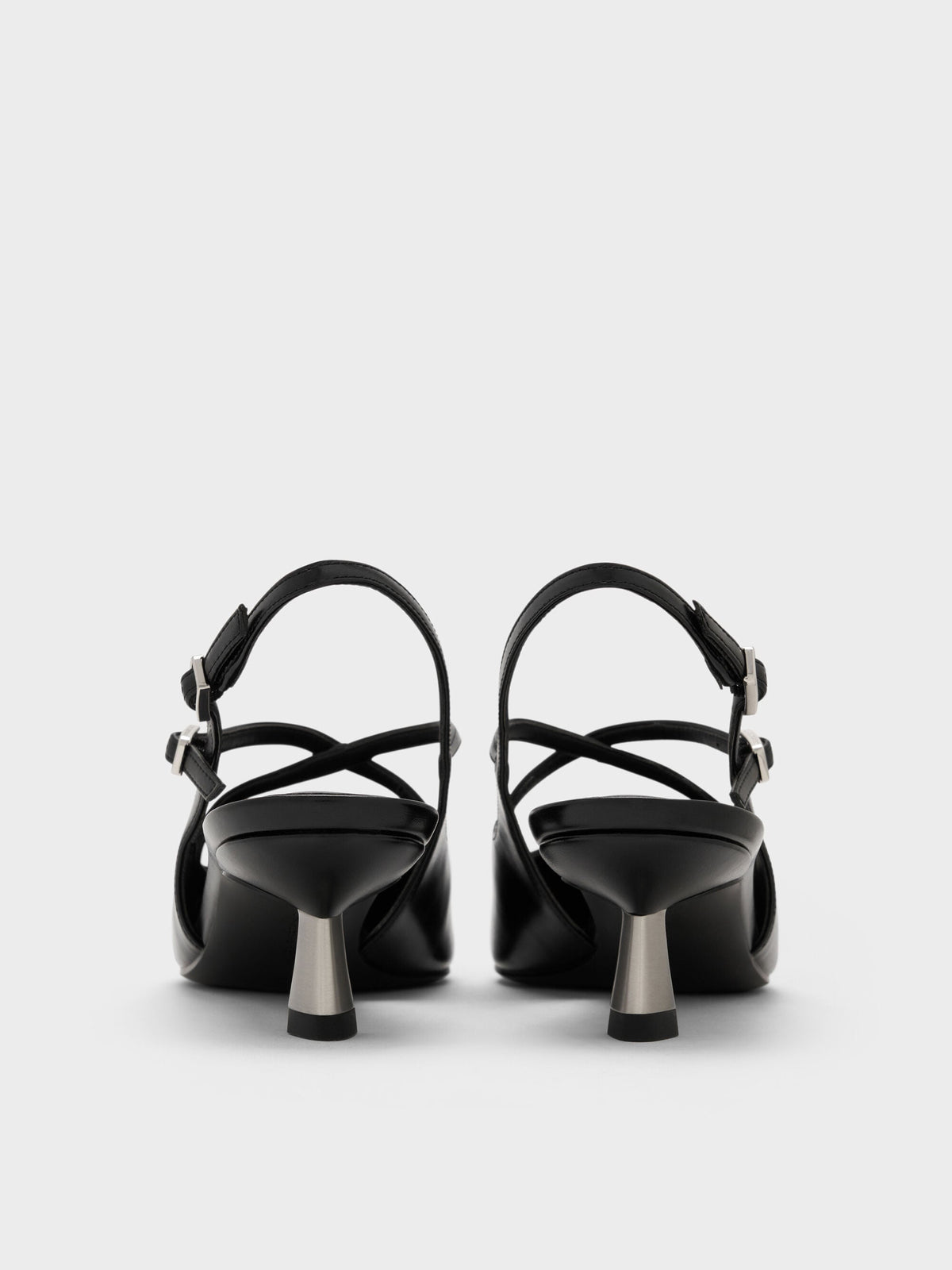 Pauline Patent Crossover Kitten Heels - Black | CHARLES & KEITH