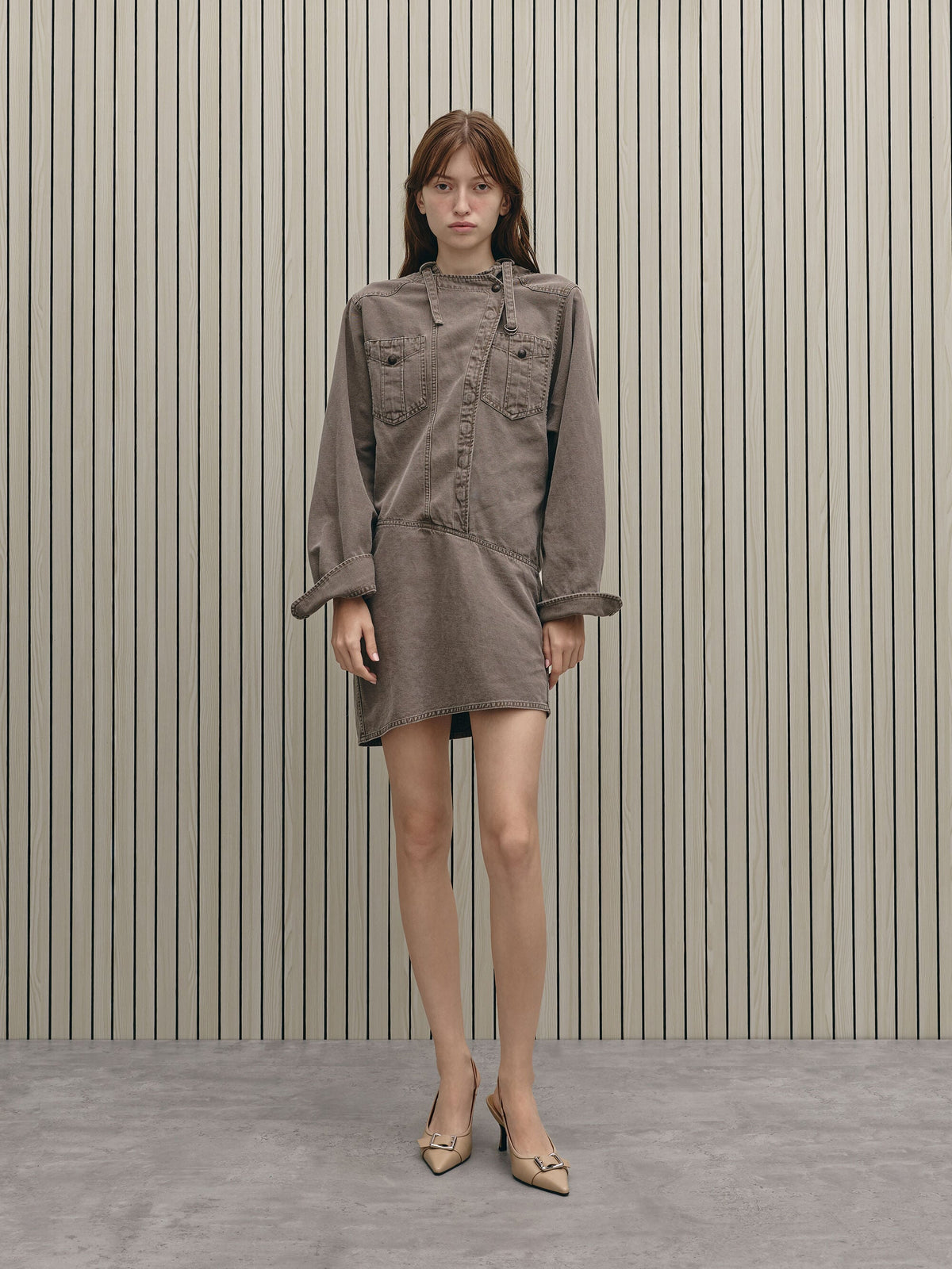 Anita Buckled Pointed Slingback Pumps - Taupe | CHARLES & KEITH