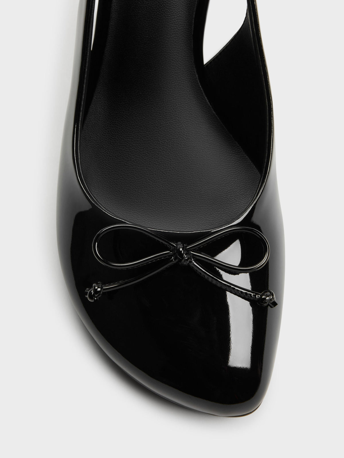 Imani Patent Asymmetric Slingback Pumps - Black Patent | CHARLES & KEITH