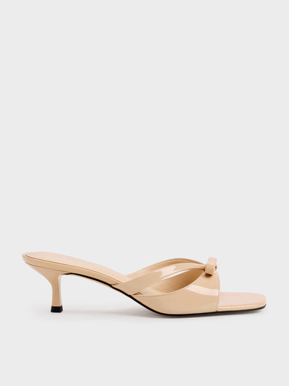 Kaleen Patent Kitten-Heel Mules - Nude | CHARLES & KEITH