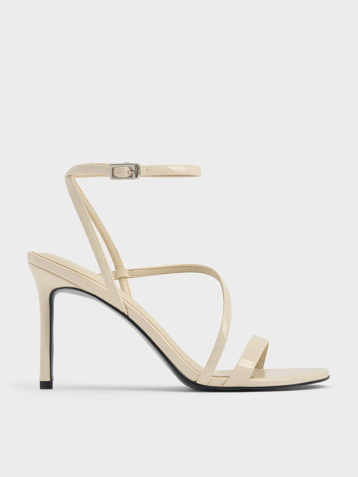 Andricia Patent Strappy Stiletto Sandals - Chalk | CHARLES & KEITH