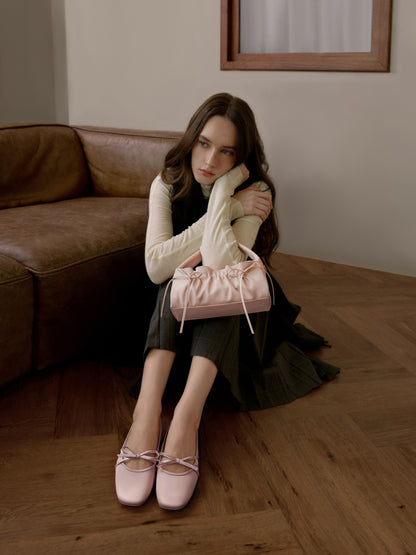 Satin Bow Ballet Flats - Pink | CHARLES & KEITH