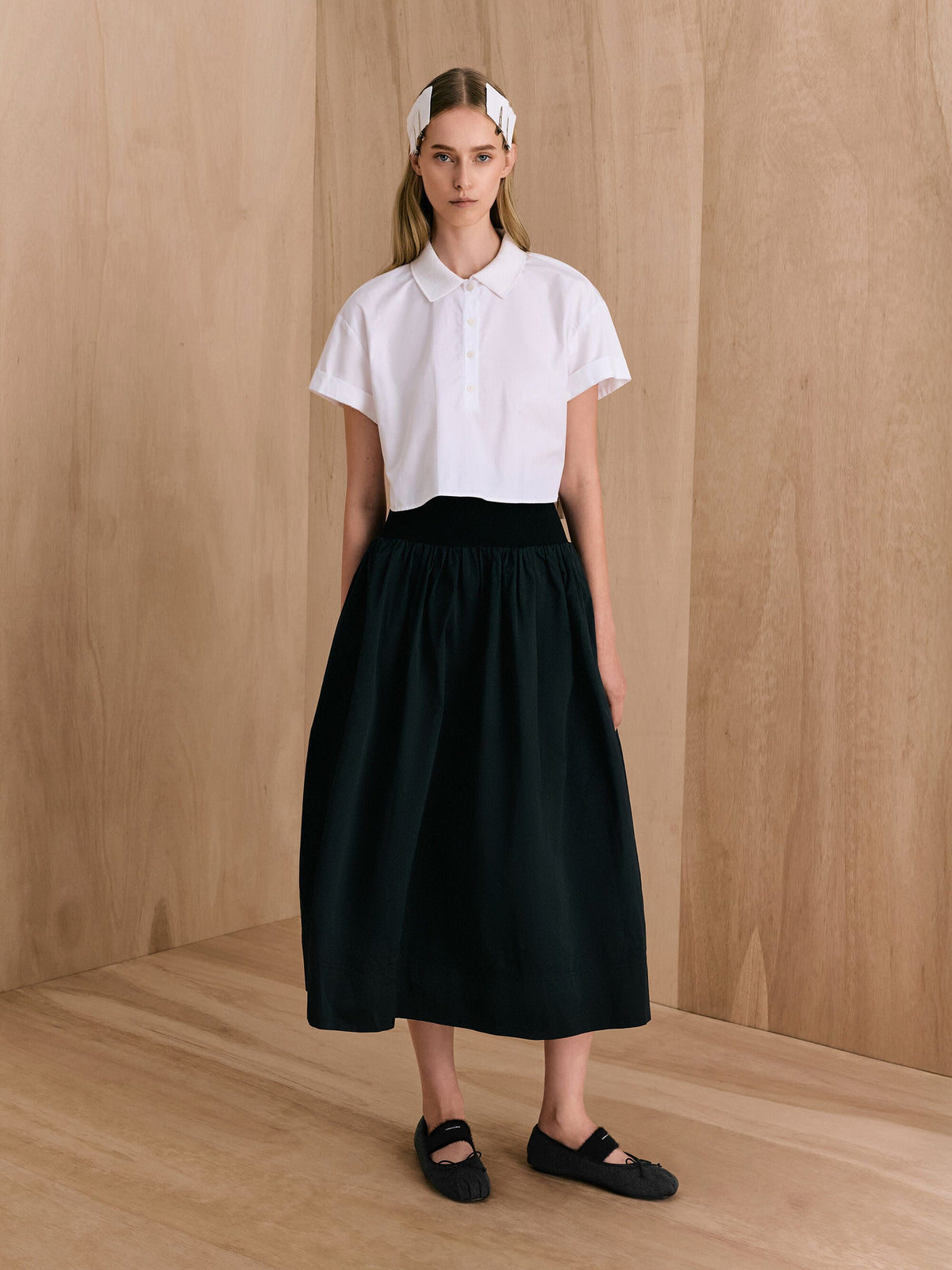 Winona Felt Mary Jane Flats - Black Textured | CHARLES & KEITH