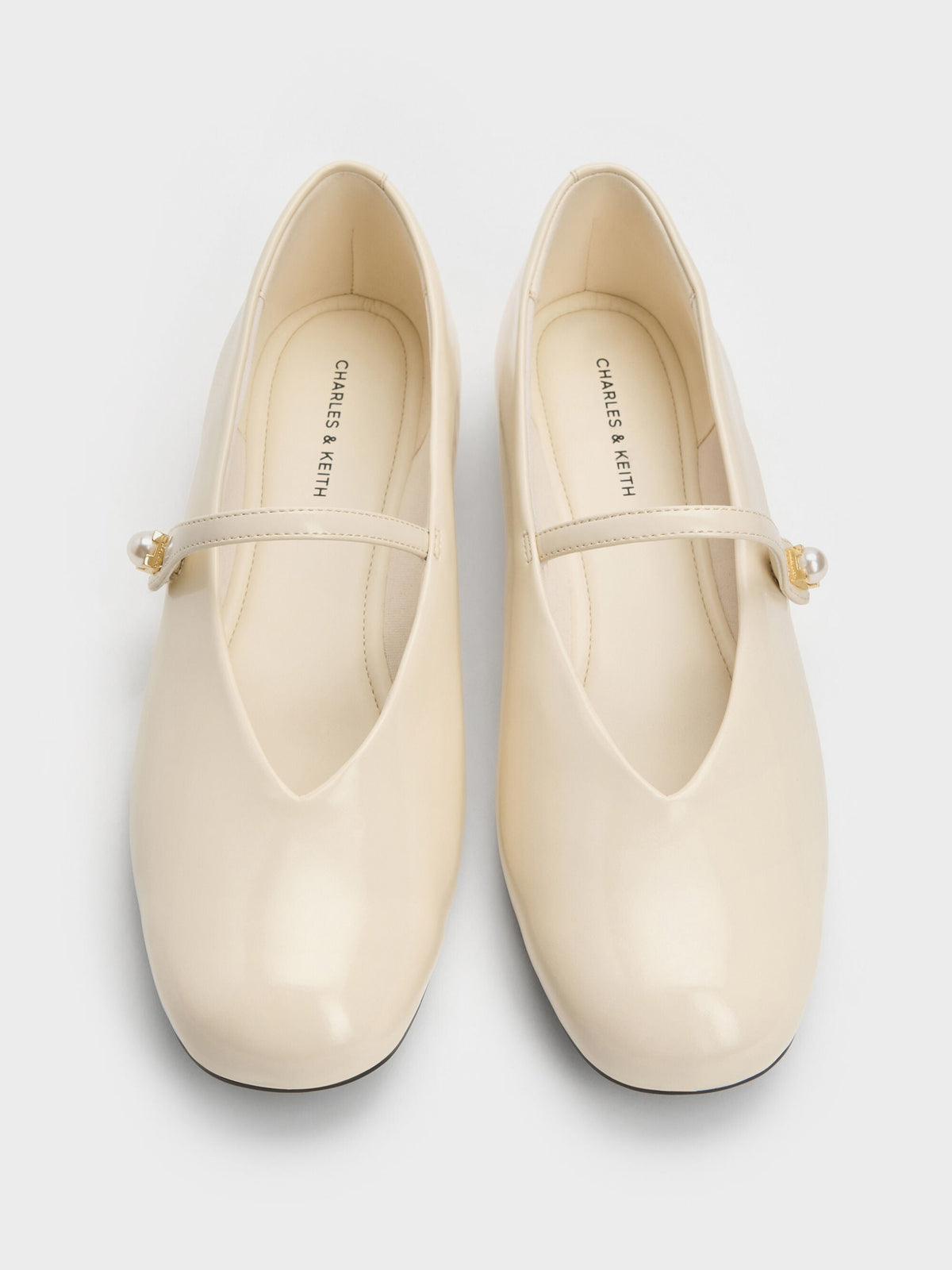 Marie Pearl Mary Jane Flats - Cream | CHARLES & KEITH