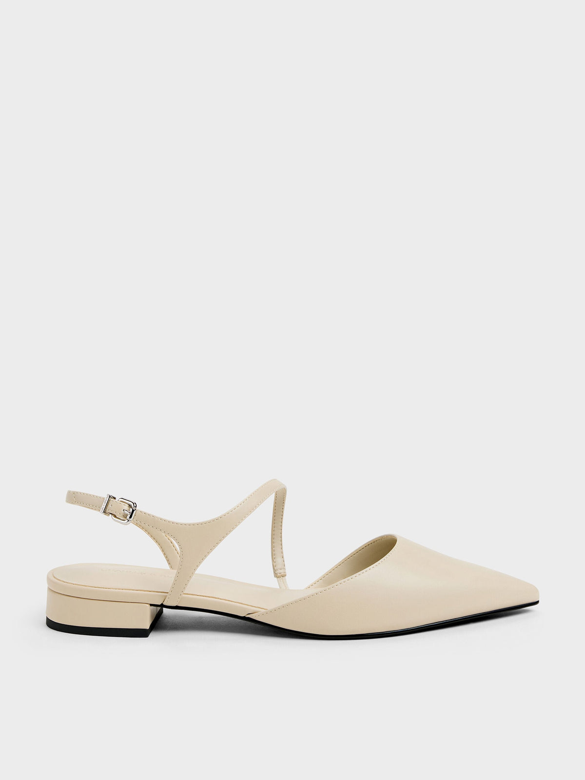 Cordelia Pointed Slingback Flats - Chalk | CHARLES & KEITH