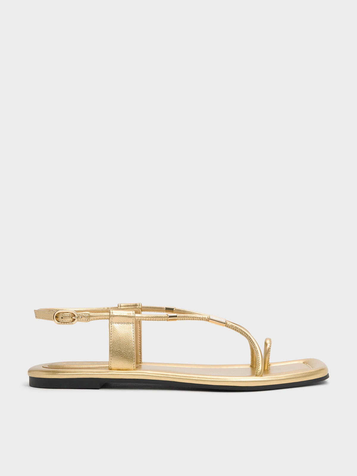 Metallic-Accent Toe-Ring Sandals - Gold | CHARLES & KEITH
