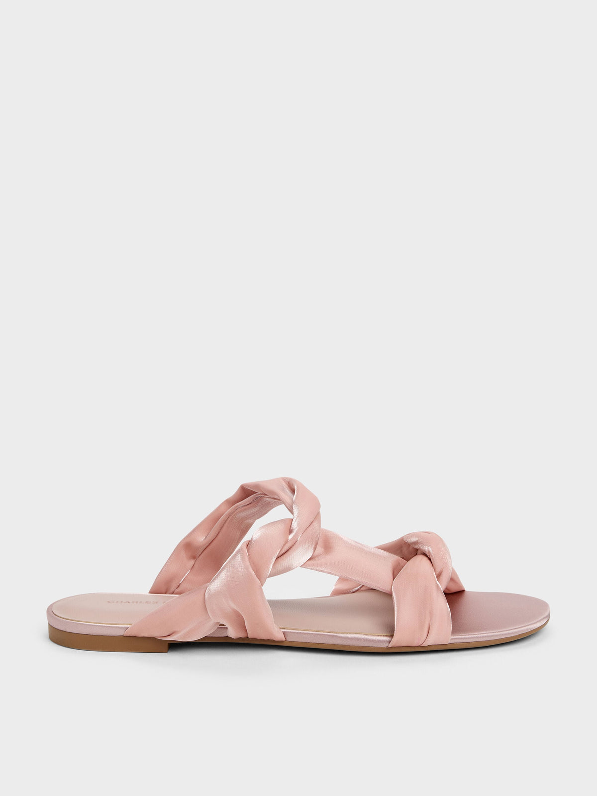 Ruched-Strap Slide Sandals - Light Pink | CHARLES & KEITH