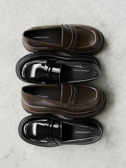 Leoi Platform Penny Loafers - Black Box | CHARLES & KEITH