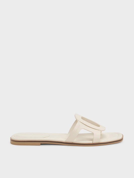 Easley Cut-Out Slide Sandals - Chalk | CHARLES & KEITH
