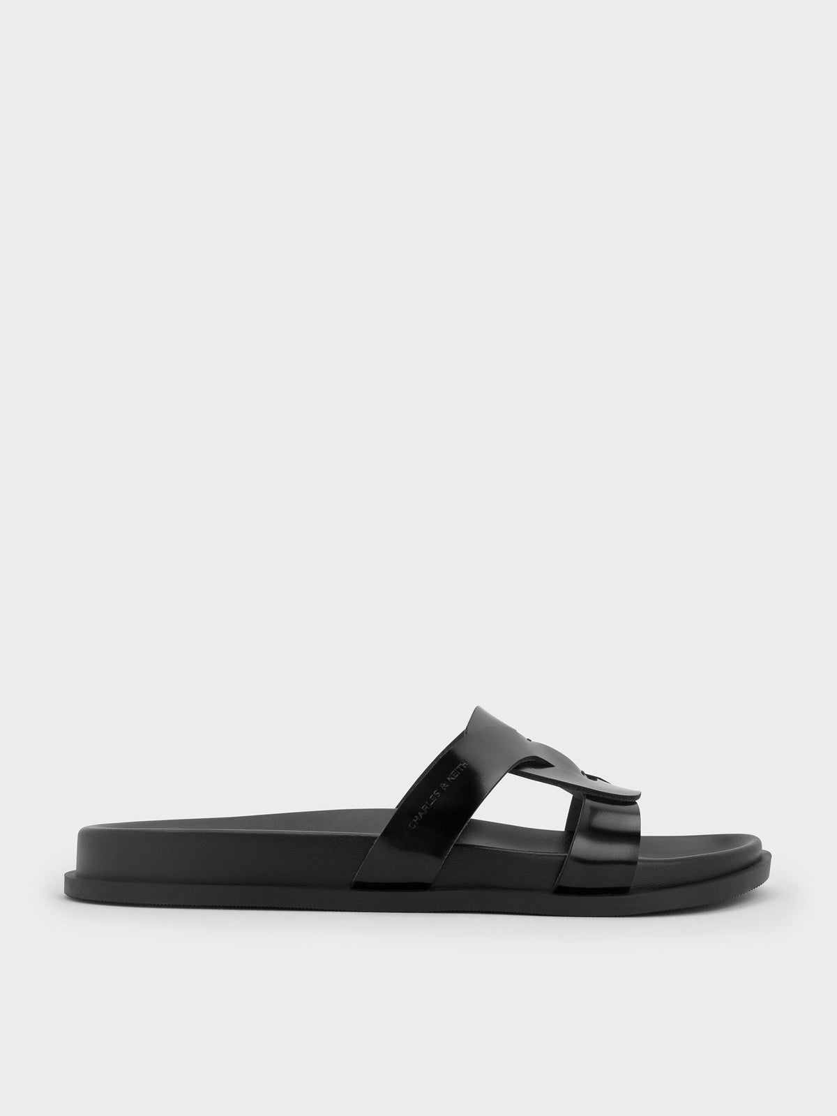Fannie Interwoven Slide Sandals - Black Box | CHARLES & KEITH