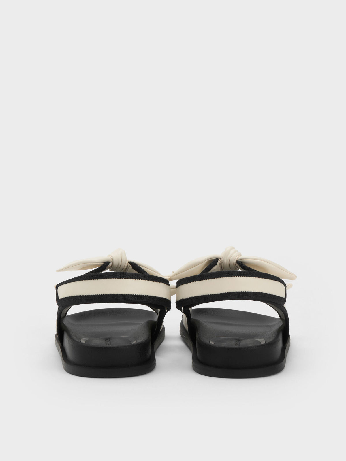 Contrast-Trim Knot-Bow Slingback Sandals - Chalk | CHARLES & KEITH