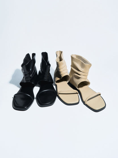 Joplin Ruched Boot Sandals - Black | CHARLES & KEITH