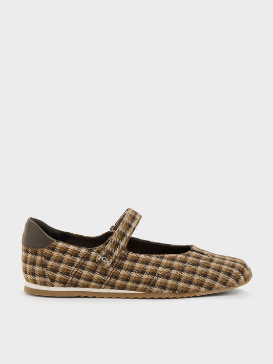 Jace Leather Checkered Mary Jane Sneakers - Multi | CHARLES & KEITH