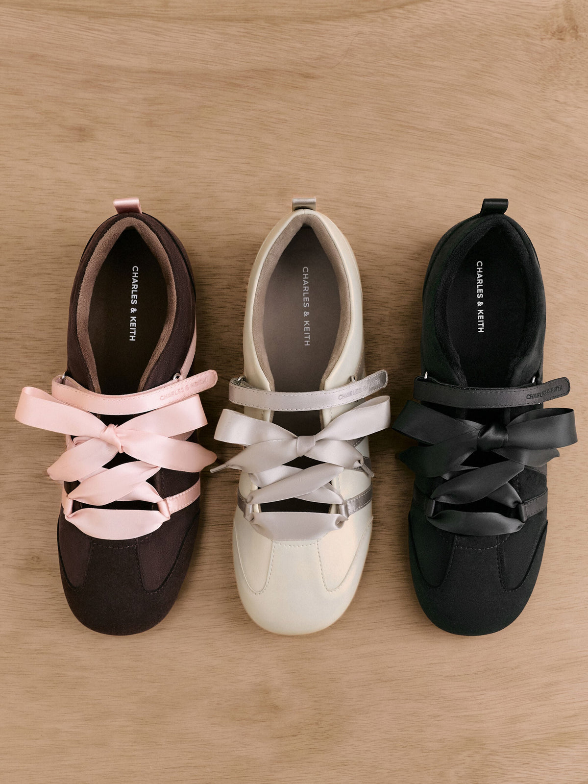 Silko Faux Suede Ballet Sneakers - Dark Brown Textured | CHARLES & KEITH