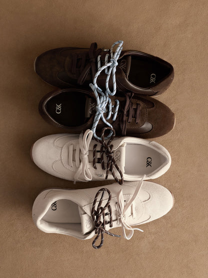 Jace Leather & Suede Sneakers - Chalk | CHARLES & KEITH