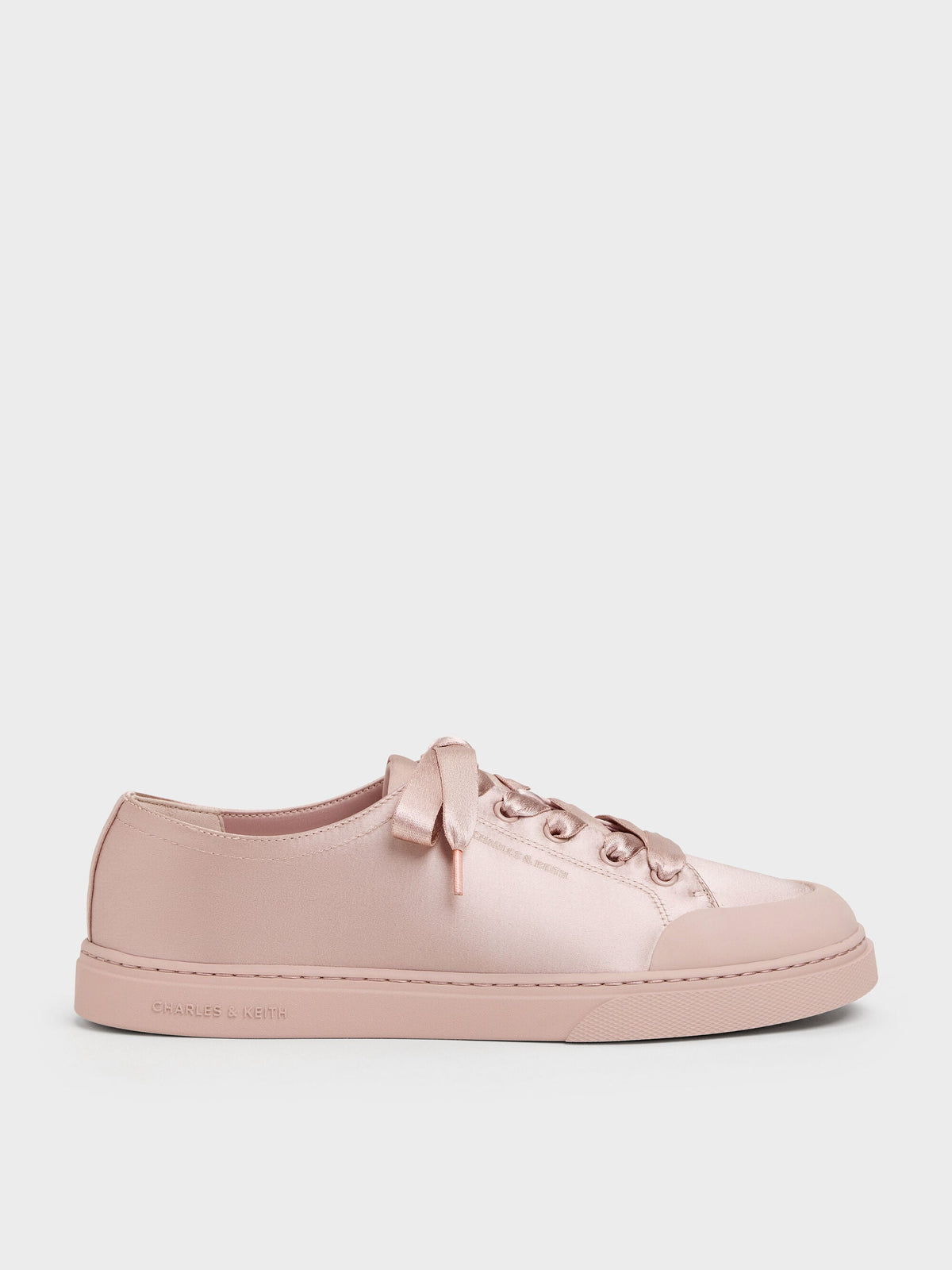 Satin Lace-Up Sneakers - Light Pink | CHARLES & KEITH