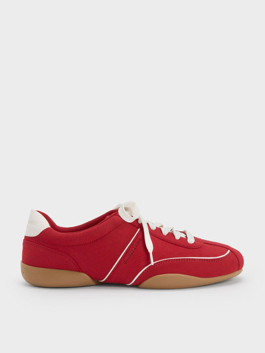 Louise Contrast-Trim Sneakers - Red | CHARLES & KEITH