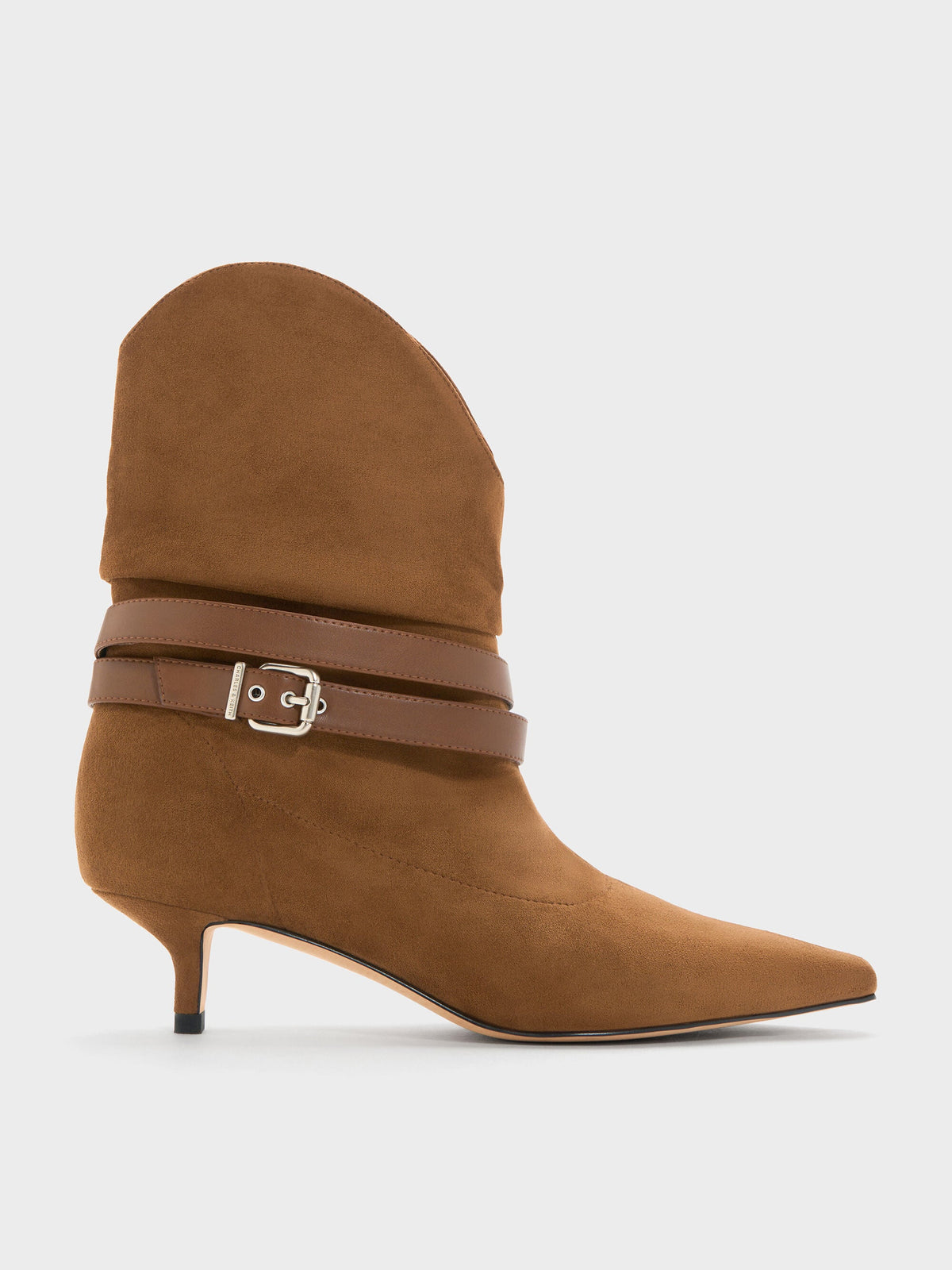 Karter Faux Suede Kitten-Heel Boots - Cognac | CHARLES & KEITH
