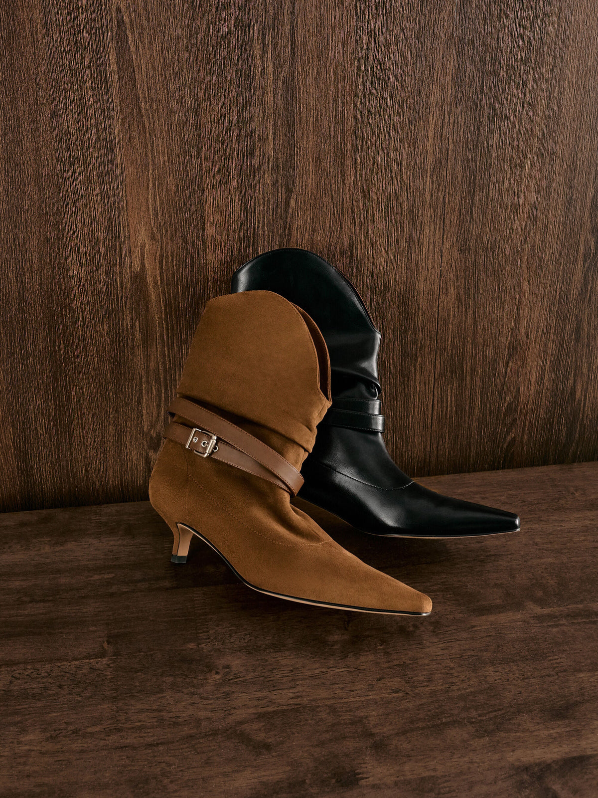 Karter Faux Suede Kitten-Heel Boots - Cognac | CHARLES & KEITH
