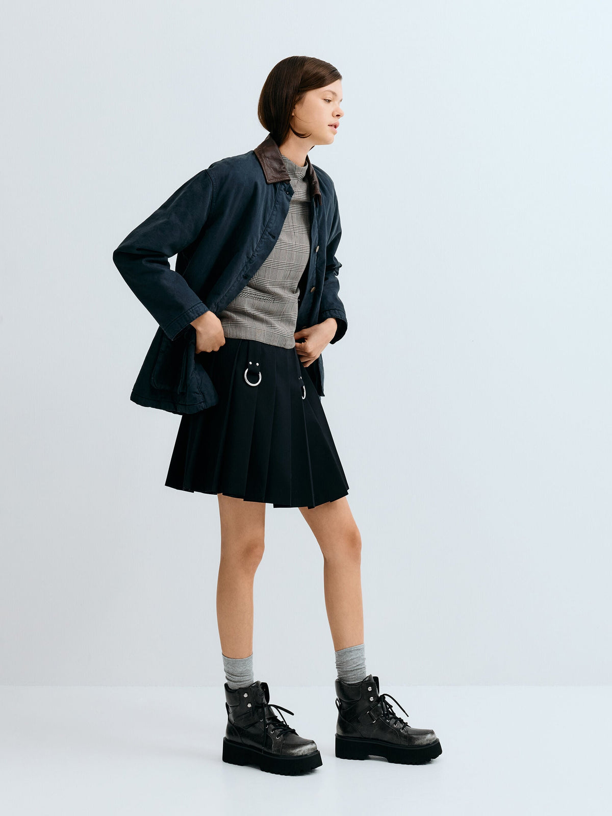Eliot Platform Combat Boots - Grey | CHARLES & KEITH
