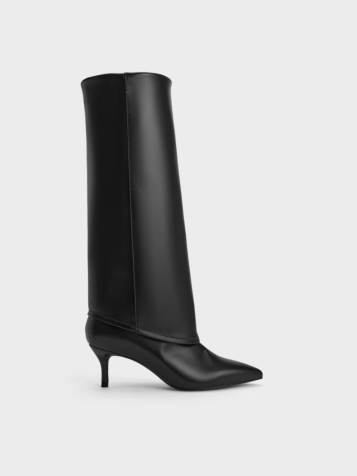 Pointed Stiletto Knee-High Boots - Black | CHARLES & KEITH