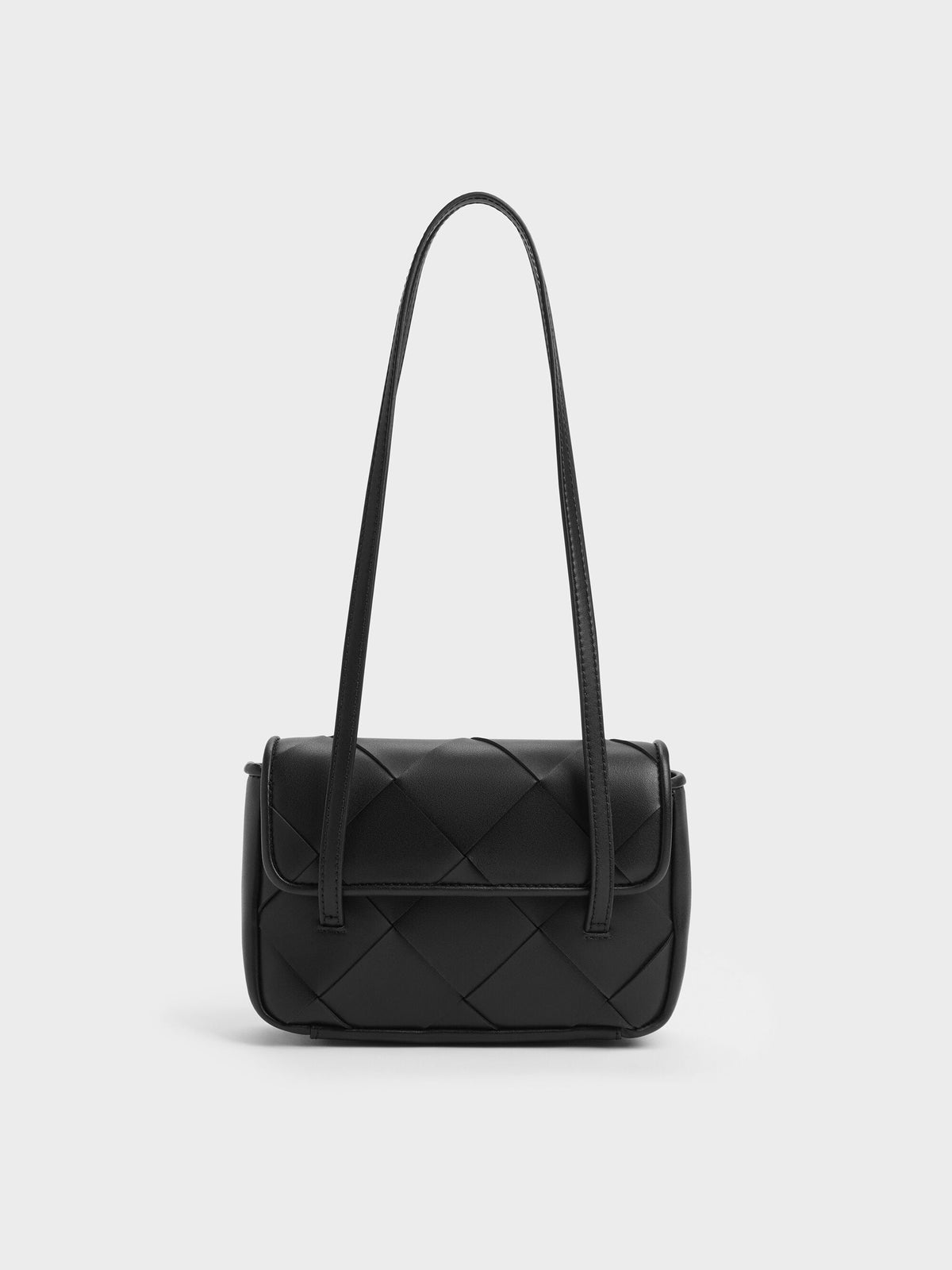 Maribel Woven Shoulder Bag - Black | CHARLES & KEITH