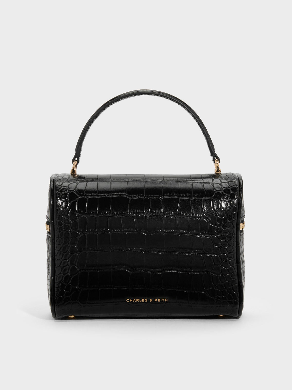 Pansy Croc-Effect Vanity Bag - Black | CHARLES & KEITH