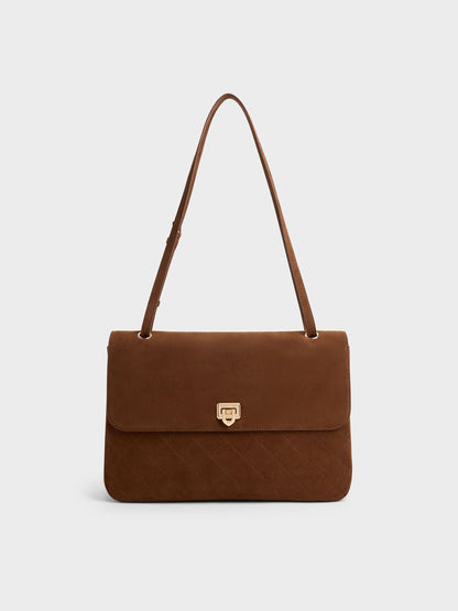 Connie Quilted Shoulder Bag - Pecan Brown | CHARLES & KEITH