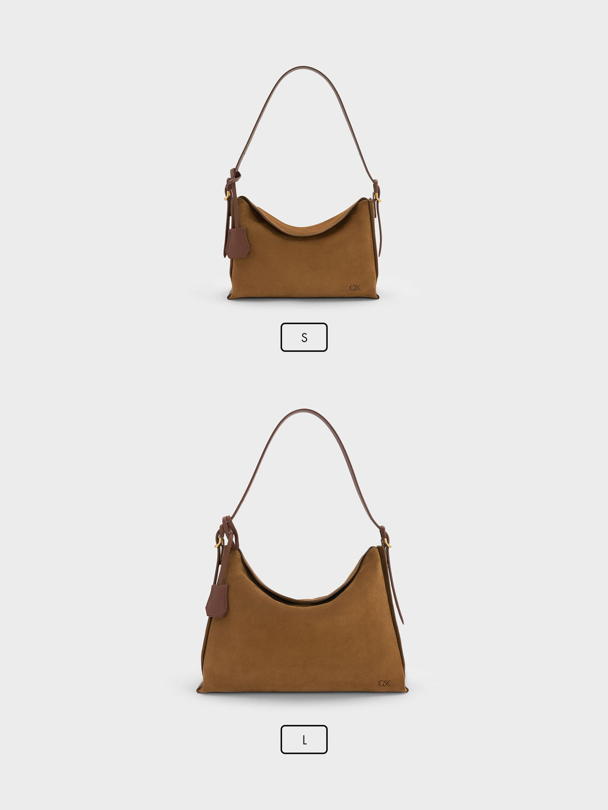Leather & Suede Top-Flap Hobo Bag - Brown | CHARLES & KEITH