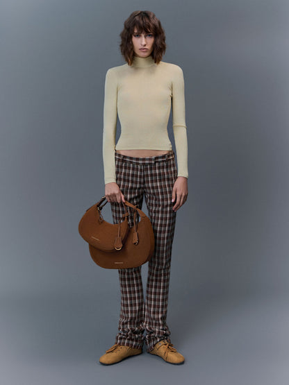 Large Vega Faux Suede Hobo Bag - Pecan Brown | CHARLES & KEITH
