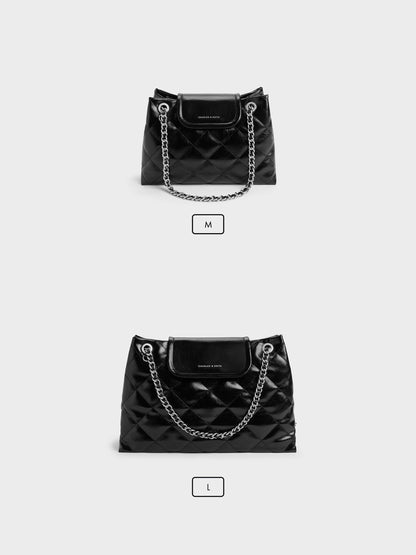 Large Apfra Quilted Shoulder Bag - Noir | CHARLES & KEITH