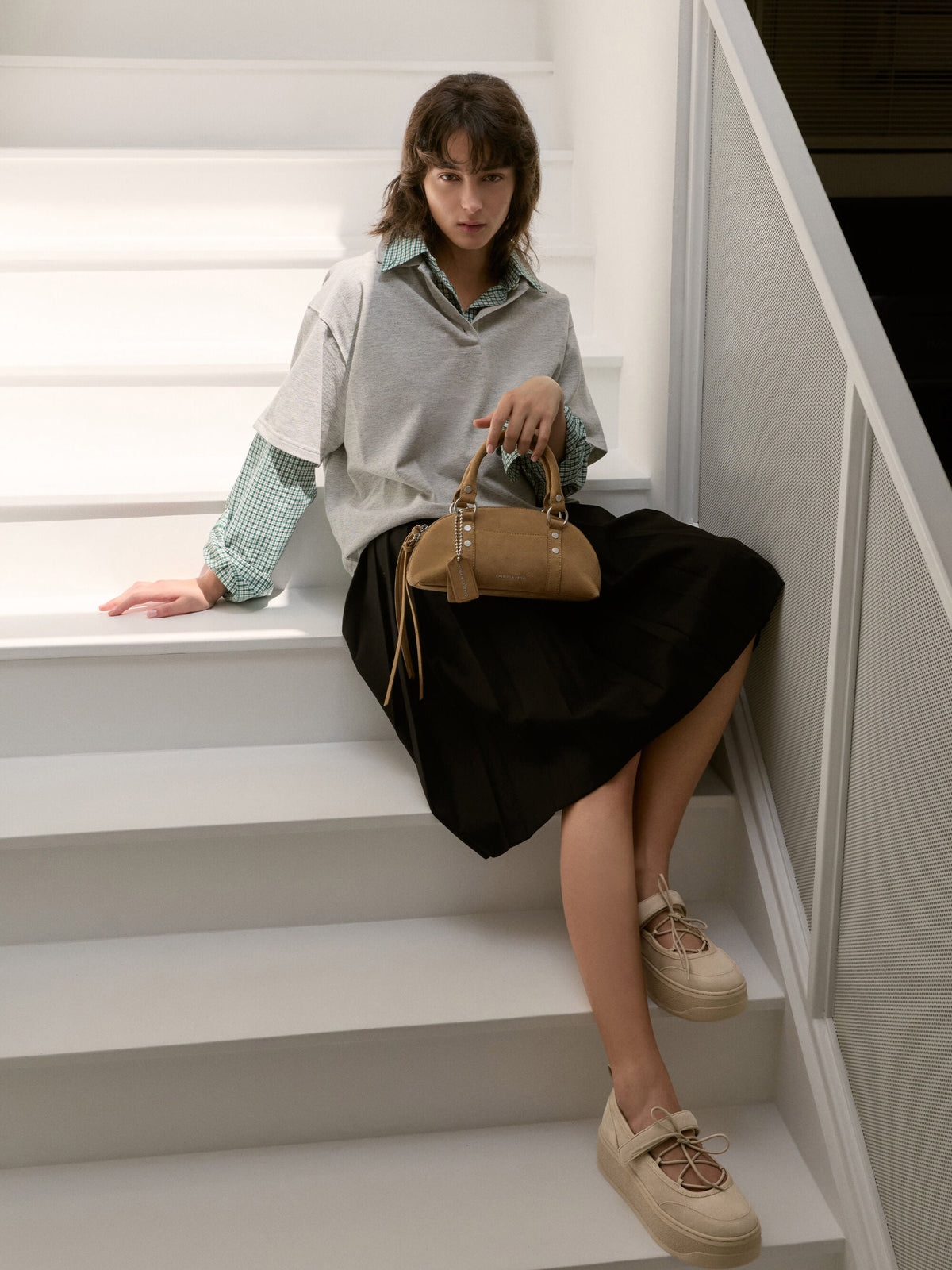Tatiana Studded Bowling Bag - Sand | CHARLES & KEITH