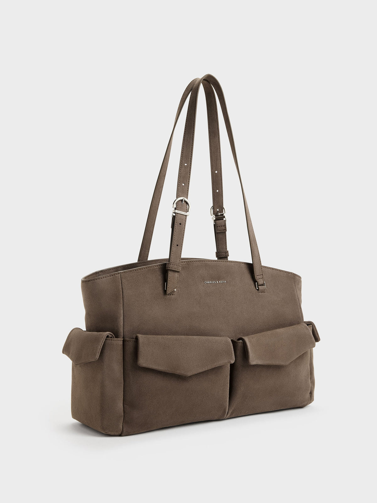 Rachel Multi-Pocket Tote Bag - Stone Grey | CHARLES & KEITH