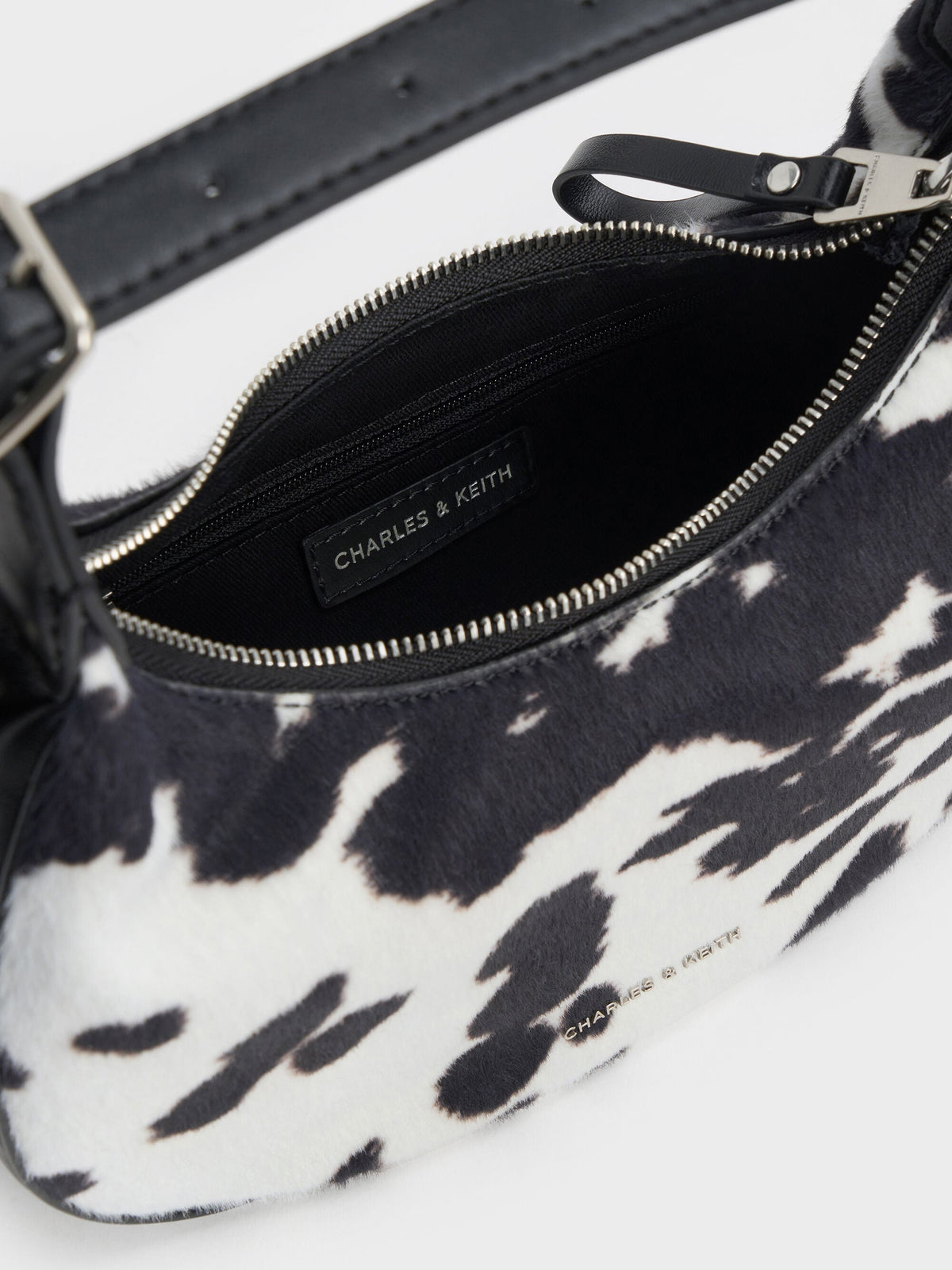 Vega Furry Cow-Print Hobo Bag - Multi | CHARLES & KEITH